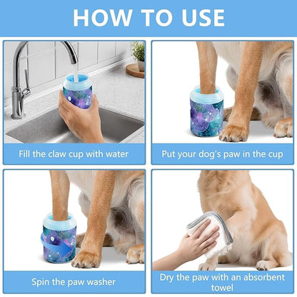Dog Paw Cleaner Mudbuster Dog Foot Washer for Small Medium Large Dogs Cats Premium Pet Supplies Watercolor Mermaid Scales Dots Purple