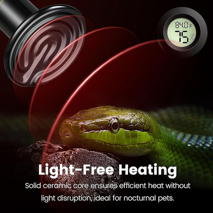 Dual Reptile Light Fixture with 100W Full Spectrum UVA UVB Light Bulb & 100W Nighttime Ceramic Heat Emitter, 2 Independent Switches, Reptile UVA UVB Heat Combo Pack