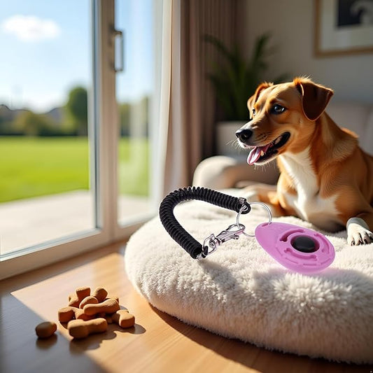 2Pcs Pink Dog Clicker for Training Easy to Use with Button Dog Training Accessories Strong and Long-Lasting, Training and Behavior Aids