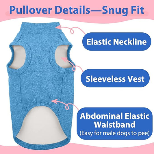 Dog Sweater Fleece - Blue, XS - Stretchable Sleeveless Vest | Warm Lightweight Sweatershirt, Pullover Design for Puppy,Chihuahua Clothes,Autumn/Winter Outdoor Clothing