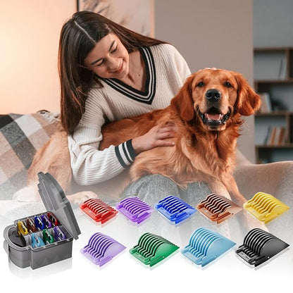 Professional Animal 9 Color Guide Comb Set for A5-style Detachable Blade Clippers, Size #10/15/30 for Pets, Dogs, Cats, and Horses (Not Compatible with 5-in-1 Blades)