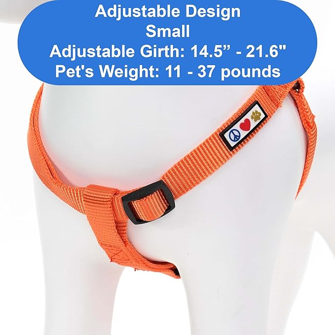 Pawtitas Personalized Dog & Puppy Harness Small Orange Custom ID Tag Adjustable No Pull Vest