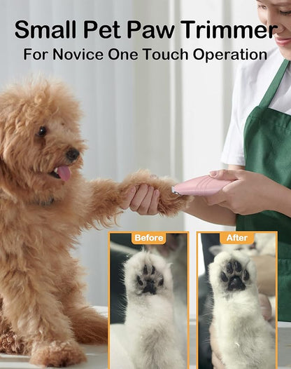 LEYOUFU Dog Paw Trimmer for Grooming, Cordless Electric Small Pet Grooming Clippers Hair Trimmer for Dogs Cats, Low Noise for Trimming Pet's Hair Around Paws, Eyes, Ears, Face, Rump (Pink)