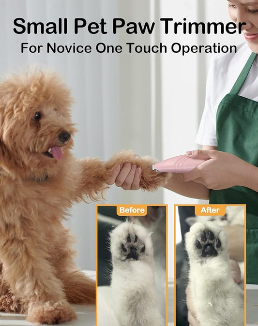LEYOUFU Dog Paw Trimmer for Grooming, Cordless Electric Small Pet Grooming Clippers Hair Trimmer for Dogs Cats, Low Noise for Trimming Pet's Hair Around Paws, Eyes, Ears, Face, Rump (Pink)