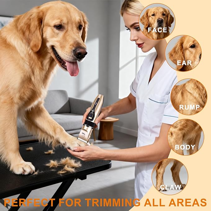 Dog Clippers for Grooming, Low Noise, Electric Quiet, Adjustable Clipper Comb for Dog Grooming Kit, Pet Hair Clippers Grooming kit for Dogs at Home