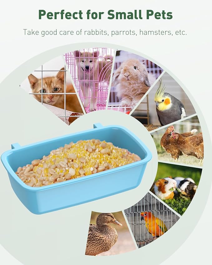 Pawfly 4 Pcs Cage Cups Hanging Plastic Bird Cage Feeders with Hooks 10 oz Rabbit Feeders for Cages Rabbit Food Bowls Waterers Bunny Cage Feeding Dishes for Small Pets Parrots Hamsters Guinea Pigs