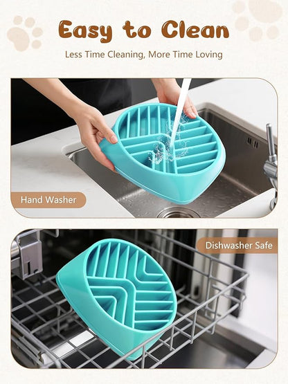 KASBAH Slow Feeder Dog Bowls Large Breed, Holds 5 Cups Wet or Dry Food for Large and Medium Dogs,Puzzle Maze for Fast Eaters,Square Base,Non-Slip, Made Without BPA,Helps Prevent Bloat & Aid Digestion