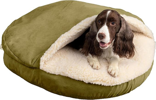 Snoozer Luxury Microsuede Cozy Cave Pet Bed, Large, Olive