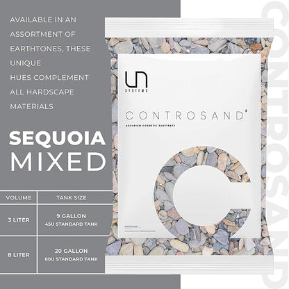 UNS Controsand - Sequoia, 8L - Natural Freshwater 6-15 mm Earthy Pebble - Decorative Small Rocks for Aquascaping Planted Tank - Aquarium Terrarium Substrate for Betta, Shrimp, Fish, Reptile Decor