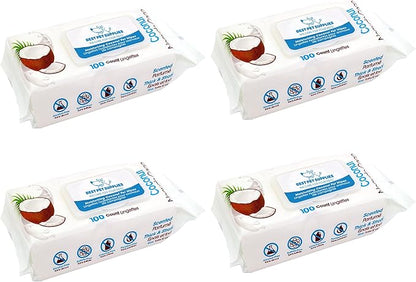 Best Pet Supplies Pet Grooming Wipes for Dogs & Cats,Deodorizer for Coats & Dry, Itchy, or Sensitive Skin, Clean Ears, Paws, Body, & Butt - Moisturizing Coconut, 400 Count