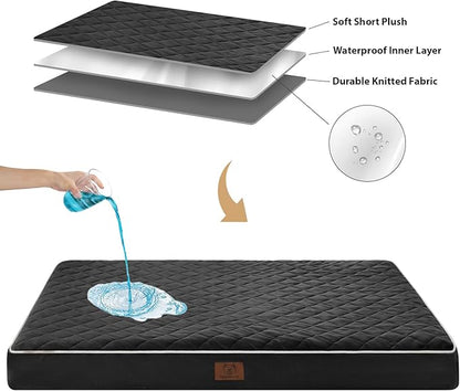 WNPETHOME Orthopedic XXL Dog Beds Large Sized Dog, Waterproof Extra Large Dogs Bed with Removable Washable Cover, Multi-Needle Quilting Dogs Crate Bed