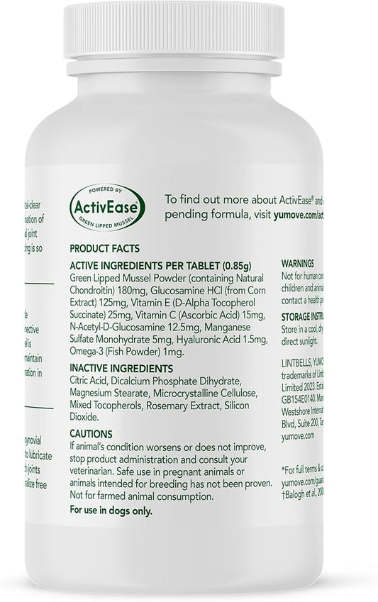 YuMOVE Young & Active Dog Tablets | Hip and Joint Supplement for Dogs with Glucosamine, Hyaluronic Acid, Green Lipped Mussel| Dogs Aged Under 6 | 60 Tablets