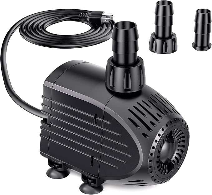 NFESOLAR Submersible Pump, 400GPH Ultra Quiet Submersible Water Pump with Dry Burning Protection 8ft High Lift for Fountains, Hydroponics, Ponds, Aquariums & More KF205