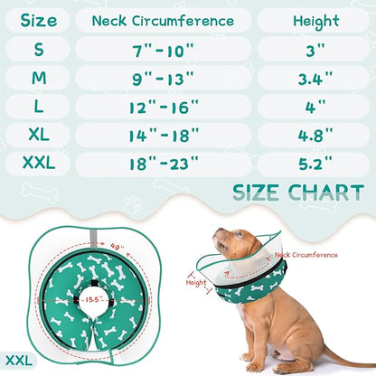 Supet Raised Inflatable Dog Cone Collar to Stop Licking, Soft Dog Cone Alternative After Surgery, Pet Neck Donut Collar for Small Medium Large Dogs