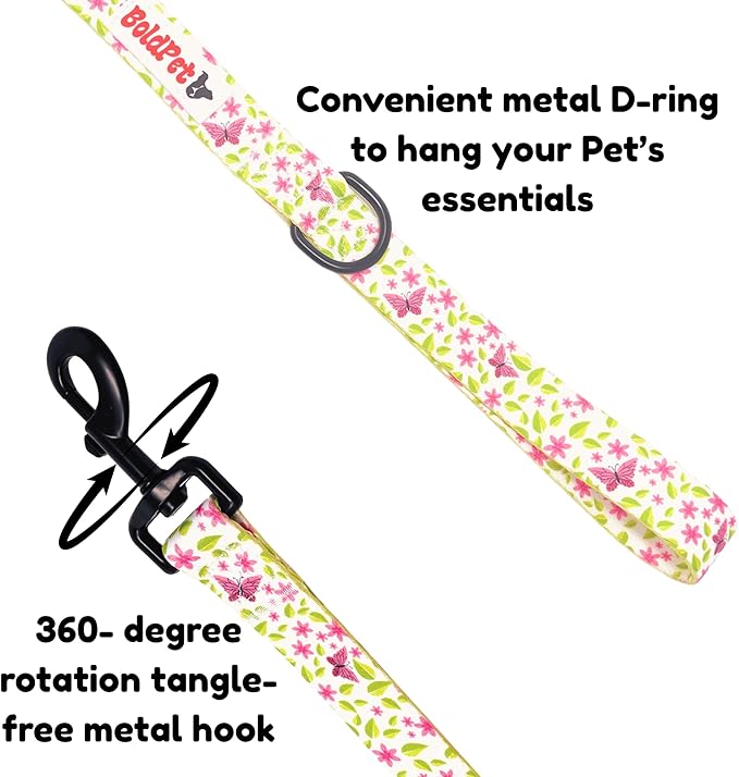 Dog Collar and Leash Set - Durable Polyester Material -Adjustable -Safe Metal Buckle-Cute Summer Dog Leash and Collar Set for Small, Medium and Large Dogs