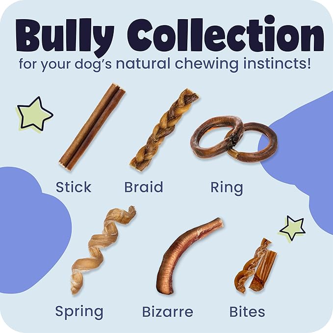 Pawstruck All-Natural 9" Bully Sticks for Dogs - Long Lasting, Rawhide-Free, Low Odor & Grain-Free Dental Chew Treat - Healthy Single Ingredient, 100% Real Beef - 1 lb Bag