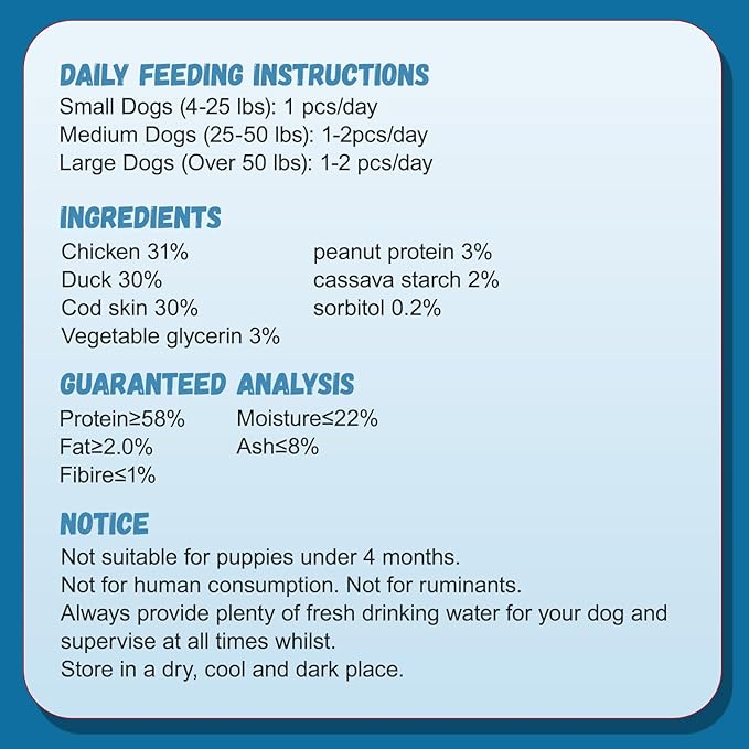 Dog Treats Chicken Duck Wrapped Cod Skin Sticks, Rawhide-Free, Grain-Free Dog Chewy Treats for Healthy Teeth and Coat,Training Treats for Small Medium Large Dogs, 9-10 Counts