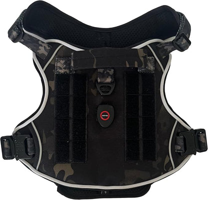 Ragnarok Multicam Black Tactical Dog Harness with LED Light, Durable Luxury Vets, MOLLE Panels, Service Dog Vest Small, Medium, XL, XXL Dogs