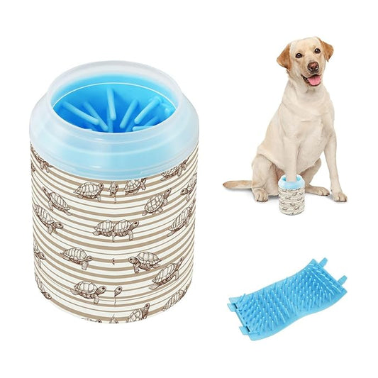 Dog Paw Cleaner Cups for Dogs Pets Foot Washer Paw Scrubber for Medium Small Cats Dogs Cleaning Cup Brown White Striped Sea Turtle 01