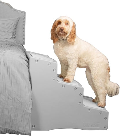 Pet Gear Easy Step III Extra Wide Pet Stairs, 3 Step for Dogs/Cats up to 200 pounds, Removable/Washable Carpet, Easy Assembly (No Tools Required) Fog