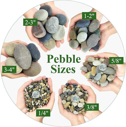 YISZM 20lbs Natural River Rocks, 1"-2" Premium Pebbles for Garden and Landscape Design, Hand-Picked Smooth Stones for Fish Tank, Flower Pots, Indoor Water Fountains, Pathways, Backyard
