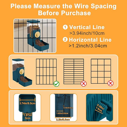 Auto Gravity Food Dispenser for Cage Hanging, 41OZ Capacity Hanging Automatic Pet Cage Feeder, Food Bowl for Cats Dogs Rabbit Ferret Chinchilla Bird Hedgehog Guinea Pig (Dark Blue)