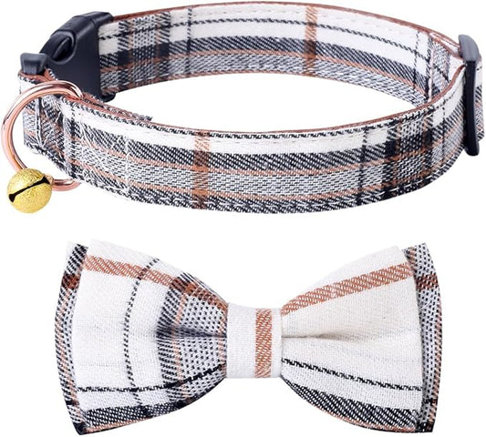 Yizepet Dog Collar with Bow Tie- Adjustable pet Collar for Dogs with Plastic Buckle Collar, Stylish Pattern for Small Medium or Large Boy and Girl Dog and Cat