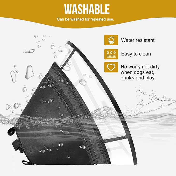 Soft Dog Cone for Dogs After Surgery, Breathable Pet Recovery Collar for Large Medium Small Dogs and Cats, Adjustable Dog Cone Collar, Elizabethan Collar (Black, S(Neck 8“-12.7”))