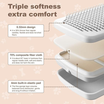 Self Cleaning Deshedding Cat Brush for Dogs & Cats,Adjustable Cat Brushes for Indoor Cats, Easy to Clean Grooming Tool for Long & Short Haired Pets