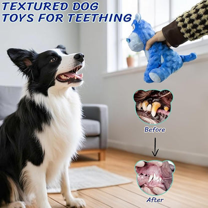 MeetYooo Squeaky Stuffed Dog Toys, Chew Toy for Large Medium Small Breeds, Plush Dog Toys to Keep Them Busy, Puppy Teething Dog Toy, Crinkle Dog Toy (Blue Hippo)