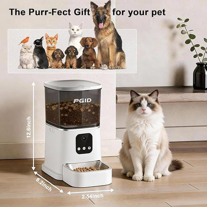 PGID Automatic Cat Feeder with 400W Camera,2.4G Auto Dog Feeder w Night Vision,Pet Feeder w2-Way Audio,Timed Cat Feeders for Dry Food,Dogs Food Dispenser w APP Control 5L