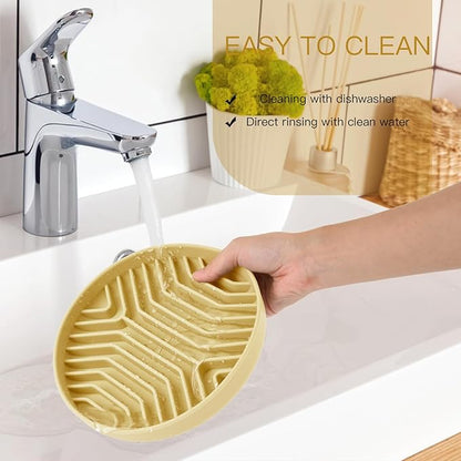 Slow Feeder Dog Bowls 2PCS, Puzzle Silicone Dog Feeding Bowls with Suction Cups, Anti-Choking, Non-Slip Design, Reduces Boredom, Anxiety, Ideal for Medium to Small Dogs & Cats - XAQMHSW