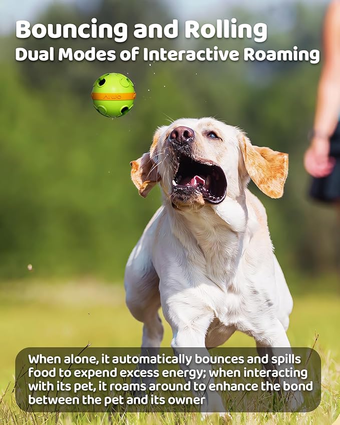 Interactive Dog Treat Dispenser Clover Ball Bite Resistant TPR Puzzle Feeder for All Dog Size Fun Bounce Fetch Toy with Dual Holes, Washable Pet Enrichment Chew Toy for Boredom Relief & Slow Blue