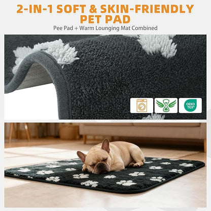 KOOLTAIL Washable Pee Pads for Dogs, 2 Pack Super Absorbent & Ultra Soft Warm Plush Puppy Potty Training Pads, Quick Dry & Leakproof Reusable Pet Mats Whelping Pad for Floor,Crate,Couch,36x41in