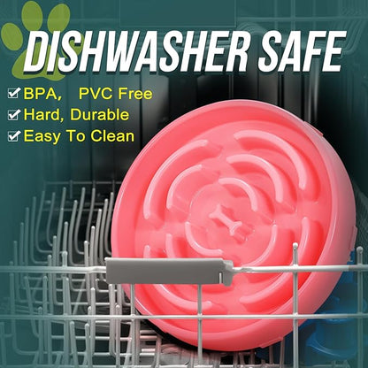 WHIPPY Large Slow Feeder Dog Bowls for Large Medium Dogs Anti-Chocking Slow Feeding Maze Dog Food Bowl Slow Eating Interactive Bloat Stop Puzzle Bowl,Pink