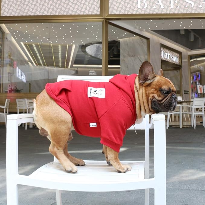 iChoue English Bulldog Clothes Hoodies for Dogs French Frenchie Pug English Boston Terrier Bully Pitbull Corgi Sweatshirt Sweater Clothing - Dark Red/XXLarge