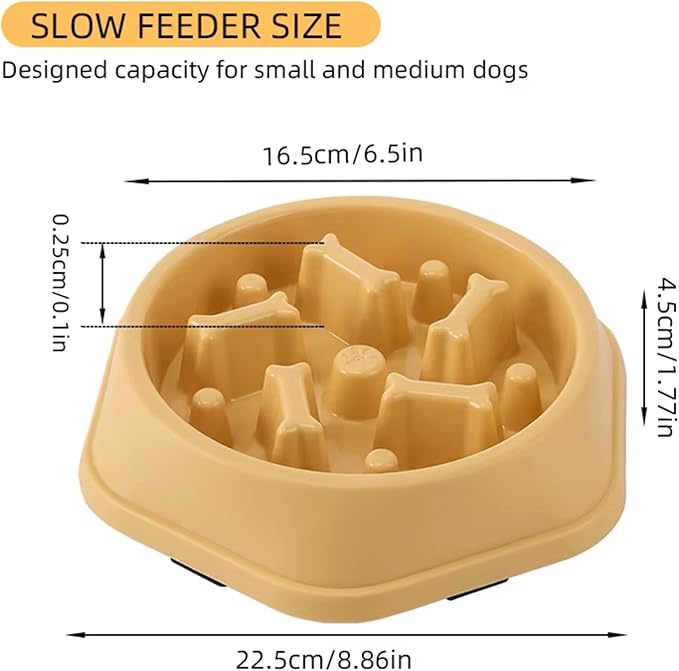 Dog Slow Feeder Bowl for Small & Medium Dogs – Anti-Choking, Non-Slip Plastic Slow Eating Dog & Cat Bowls – Puppy Bowl, Cat Food Bowl, Pet Feeder, 8.86in – Helps Prevent Bloating & Choking (Pink)