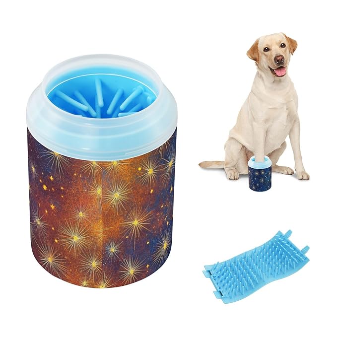 Dog Paw Cleaner Cups for Dogs Pets Foot Washer Paw Scrubber for Medium Small Dogs Cats Cleaning Cup Mysterious Starry Sky