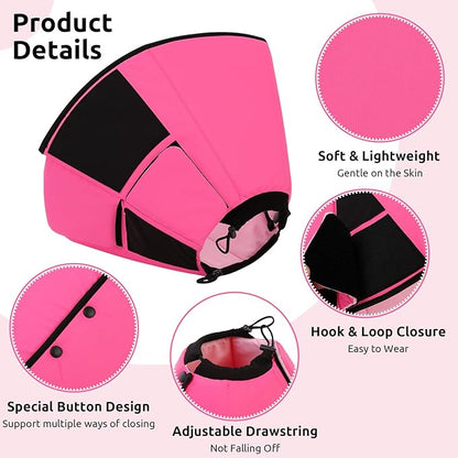 Queenmore Dog Cones for Large Dogs, Soft Dog Cone for Large Breeds, Cone for Dogs After Surgery, Adjustable Elizabethan Collar for Pet to Prevent Licking Wounds, Pink L