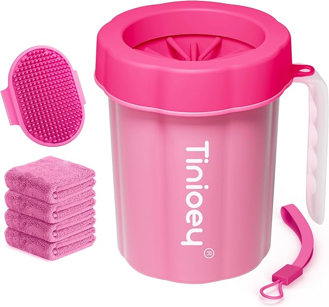 Paw Cleaner for Dogs Medium Small Breed with Handle | Dog Paw Cleaner to Clean Muddy Paws | Dog Foot Cleaner Paw Washer for Dogs & Pets| Dog Feet Washer (Red)