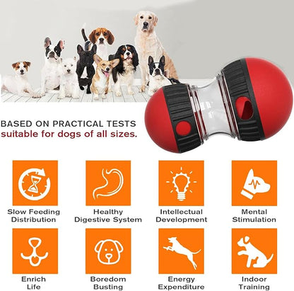 Interactive Dog Puzzle Toy - Keeps Your Beloved Dog Busy & Focused , Mental Stimulation Cognitive Toys | Rolling Large Adjustable Treat Dispenser Ball & Slow Feeder Bowl Combo Set（3.44in,3.44in,6.1in）