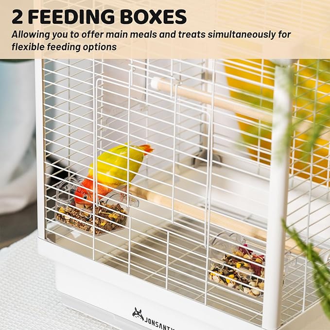 17.3" Portable Travel Bird Cage, Parrot Cage, Ample Room for Tail Movement, with Food Box, Perch, Water Bottle, for Vet Visit, Short Trip, Parakeet, Cockatiel, Budgie, Small and Medium Birds