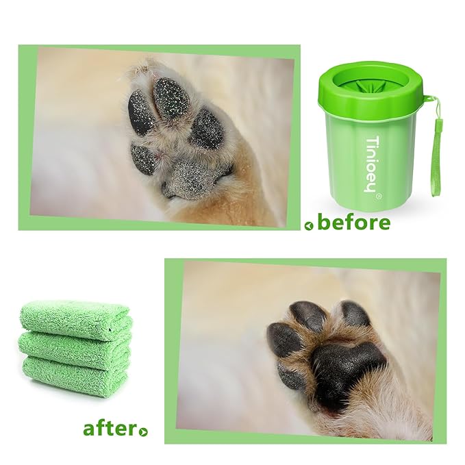 Paw Cleaner for Medium Dogs (with 3 Absorbent Towels) - Muddy Foot Washer for Pets