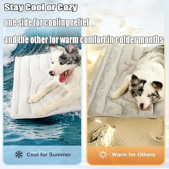 Cooling Mat, Dog Cooling Mat-4x More Effective, Gel-Free Self Washable Portable Pet Coolings Pad for Dogs & Cats Sleeping Mat, Keep for Pets (Green,44-80 lbs - Medium or Large Dog)
