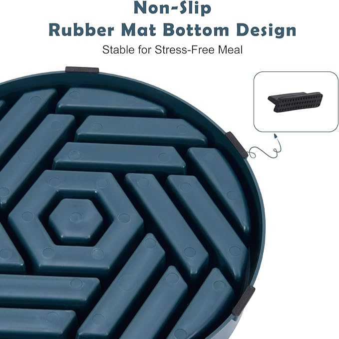 TOBYTO Slow Feeder Dog Bowls Large Medium Breed,Anti-Choking Slow Eating Dog Food Bowl,Non Slip Pet Slower Food Feeding Bowls Large Puzzle Slow Feeder Bloat Stop Maze Dog Dishes,Dark Blue