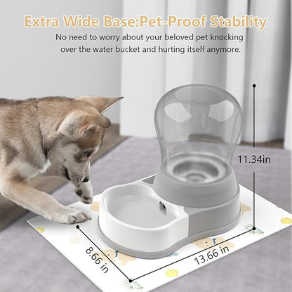 STALTWO 1 Gallon Automatic Dog Water Bowl Dispenser - Staltwo Premium Pet Water Dispenser with Non-Slip Mat,Large Capacity Water Feeder for Cats and Dogs, BPA-Free,1 Gallon Grey