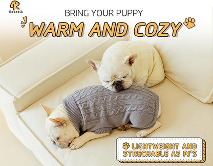 2 Pack Dog Sweaters for Small Dogs - Puppy Medium Warm Clothes in Winter, Turtleneck Pullover Design for Boy Girl Pet, Doggie, Cat, Kitten Chihuahua Bulldog Pug Beagles (XS, Grey, Beige)
