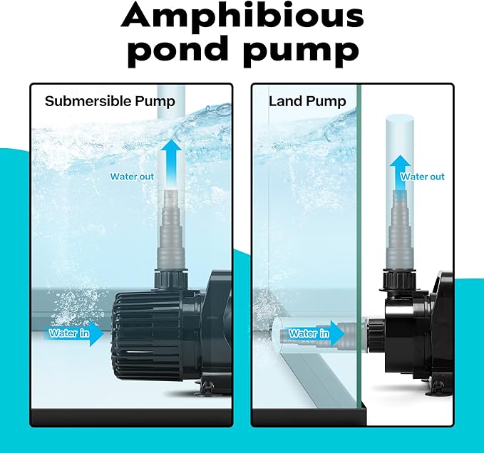 VIVOHOME 120W 2700GPH Submersible Water Pump with 180° Seamless Adjustable Nozzle and Barrier Bag for Koi Pond Waterfall Fountains Fish Tank