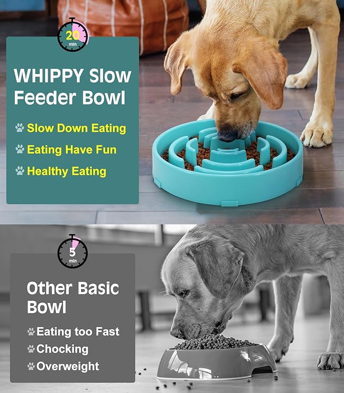 WHIPPY Large Slow Feeder Dog Bowls for Large Medium Dogs Anti-Chocking Slow Feeding Maze Dog Food Bowl Slow Eating Interactive Bloat Stop Puzzle Bowl,Sky Blue