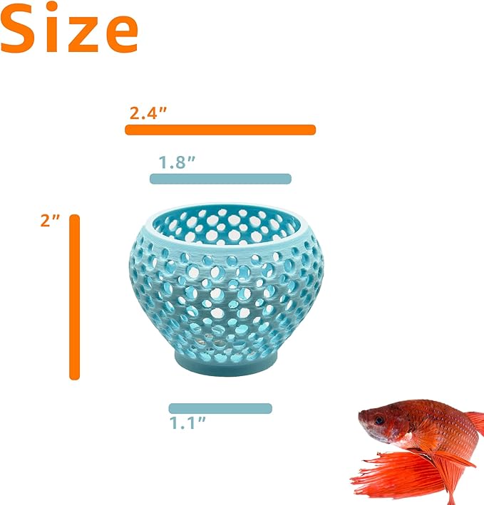 Betta Bulb Hide 2.0 | Large Aquarium Cave with Suction Cup for Small Fish Tank, Shrimp Hideout, Aquatic Decor (Cotton Candy Blue)